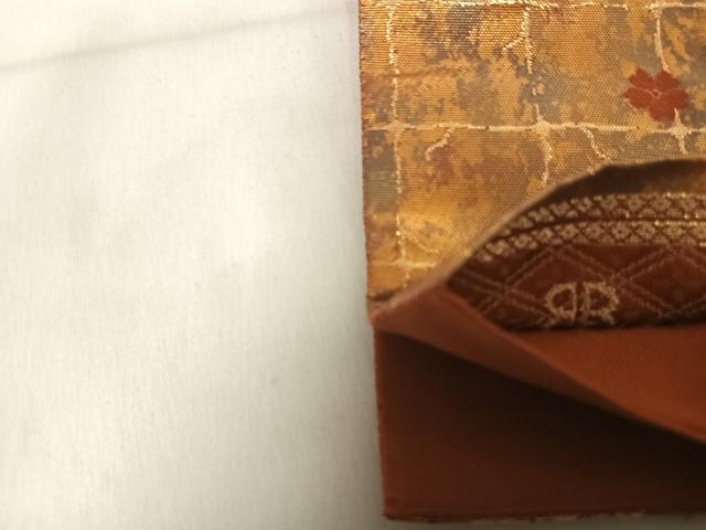 平和屋着物◎西陣 服部織物謹製 六通柄袋帯 地紙花文 金糸 引箔 正絹 逸品 AABE7270yx