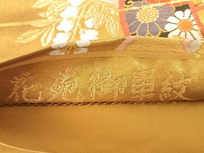 平和屋着物◎六通柄袋帯 唐織 花苑御車紋 引箔手織 正絹 逸品 AABE7282yx
