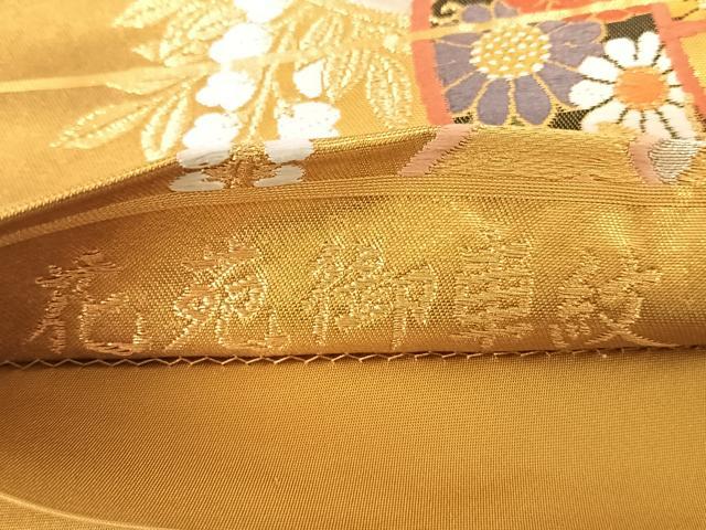 平和屋着物◎六通柄袋帯 唐織 花苑御車紋 引箔手織 正絹 逸品 AABE7282yx