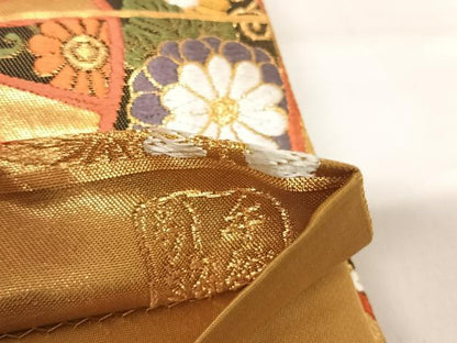 平和屋着物◎六通柄袋帯 唐織 花苑御車紋 引箔手織 正絹 逸品 AABE7282yx