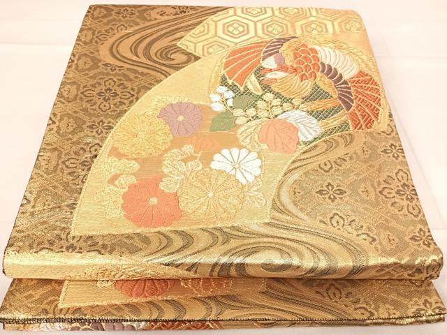 平和屋着物◎佐賀錦 六通柄袋帯 唐織 地紙花鳥文 金銀糸 正絹 逸品 AABE7284yx