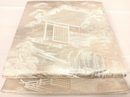 平和屋着物◎六通柄袋帯 京洛錦 風景文 二重引箔袋帯 正絹 逸品 AABE7286yx