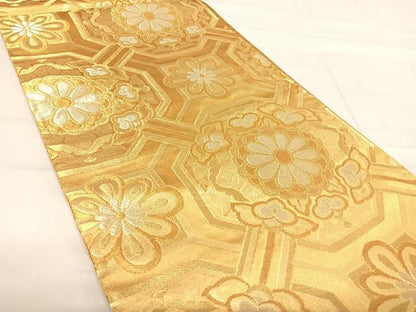 平和屋着物◎六通柄袋帯 正倉院花文 金糸 正絹 逸品 AABE7296yx
