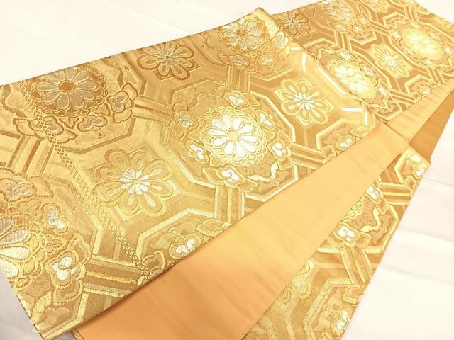 平和屋着物◎六通柄袋帯 正倉院花文 金糸 正絹 逸品 AABE7296yx