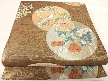 平和屋着物◎六通柄袋帯 唐織 紫陽花 金糸 正絹 逸品 AABE7303yx