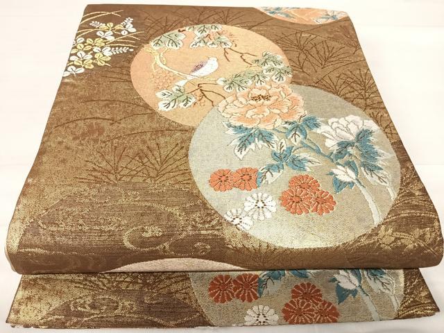 平和屋着物◎六通柄袋帯 唐織 紫陽花 金糸 正絹 逸品 AABE7303yx