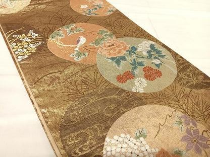 平和屋着物◎六通柄袋帯 唐織 紫陽花 金糸 正絹 逸品 AABE7303yx