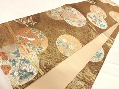 平和屋着物◎六通柄袋帯 唐織 紫陽花 金糸 正絹 逸品 AABE7303yx