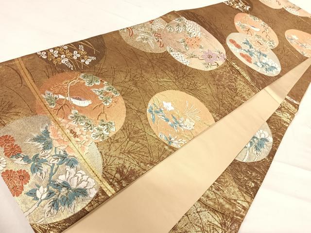 平和屋着物◎六通柄袋帯 唐織 紫陽花 金糸 正絹 逸品 AABE7303yx