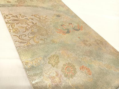 平和屋着物◎六通柄袋帯　唐織　鳳凰華紋　金糸　正絹　逸品　AABE7313yx