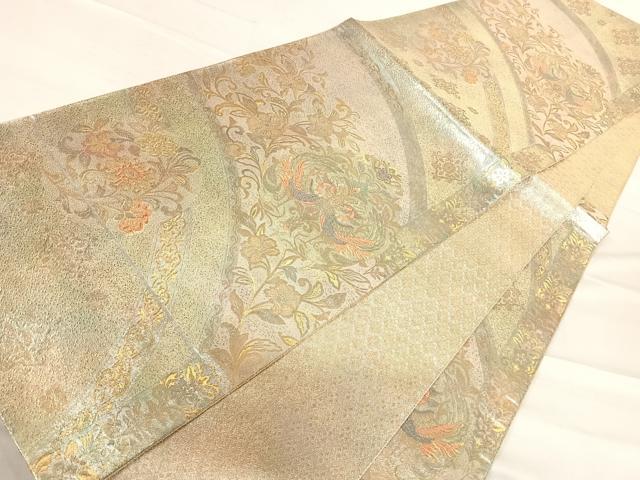平和屋着物◎六通柄袋帯　唐織　鳳凰華紋　金糸　正絹　逸品　AABE7313yx