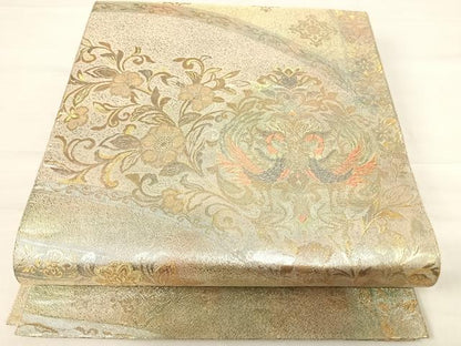 平和屋着物◎六通柄袋帯　唐織　鳳凰華紋　金糸　正絹　逸品　AABE7313yx