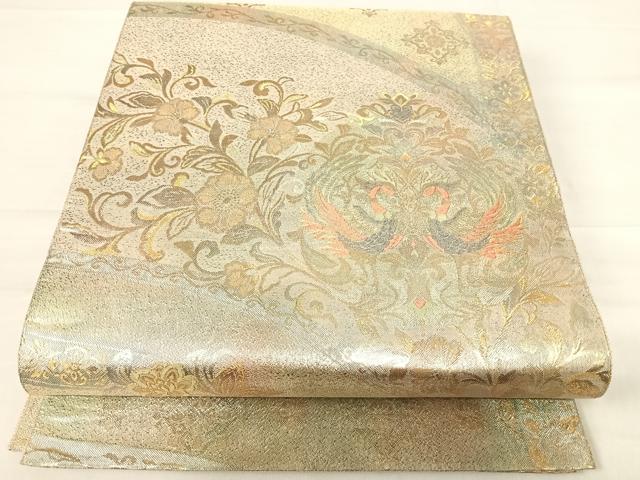 平和屋着物◎六通柄袋帯　唐織　鳳凰華紋　金糸　正絹　逸品　AABE7313yx