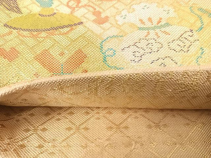 平和屋着物◎七彩佐賀錦　六通柄袋帯　宝尽くし　金糸　正絹　逸品　AABE7316yx
