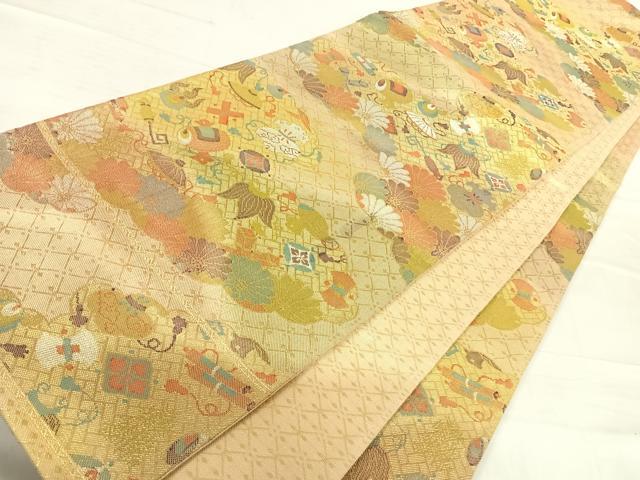 平和屋着物◎七彩佐賀錦　六通柄袋帯　宝尽くし　金糸　正絹　逸品　AABE7316yx