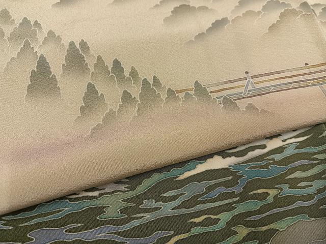 D498 訪問着　十日町友禅作家　林静穂　花びら　正絹　着物　袷　極美品 D498 訪問着 十日町友禅作家 林静穂 花びら 正絹 着物 袷 極美品 楽天