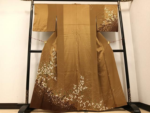 平和屋着物●訪問着 草花文 金彩 正絹 逸品 AABE7344ph