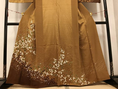 平和屋着物●訪問着 草花文 金彩 正絹 逸品 AABE7344ph