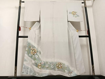 平和屋着物●訪問着　辻が花　絞り　雪輪花文　金銀彩　正絹　逸品　AABE7346ph