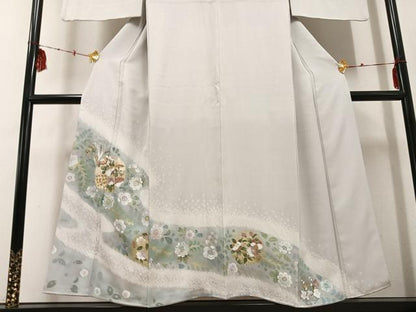 平和屋着物●訪問着　辻が花　絞り　雪輪花文　金銀彩　正絹　逸品　AABE7346ph