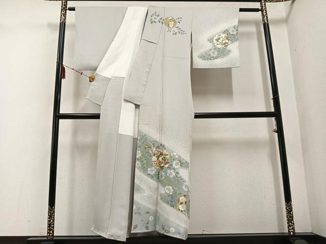 平和屋着物●訪問着　辻が花　絞り　雪輪花文　金銀彩　正絹　逸品　AABE7346ph