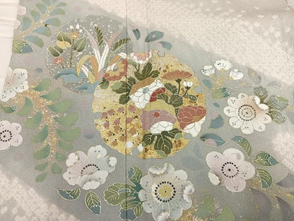 平和屋着物●訪問着　辻が花　絞り　雪輪花文　金銀彩　正絹　逸品　AABE7346ph