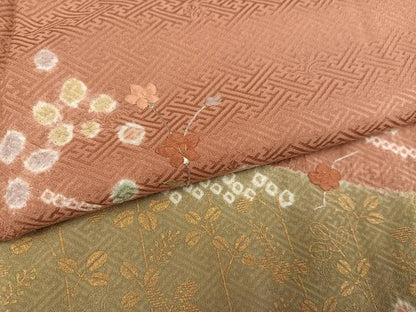 平和屋着物●訪問着　絞り　刺繍　草花文　金彩　正絹　逸品　AABE7347ph