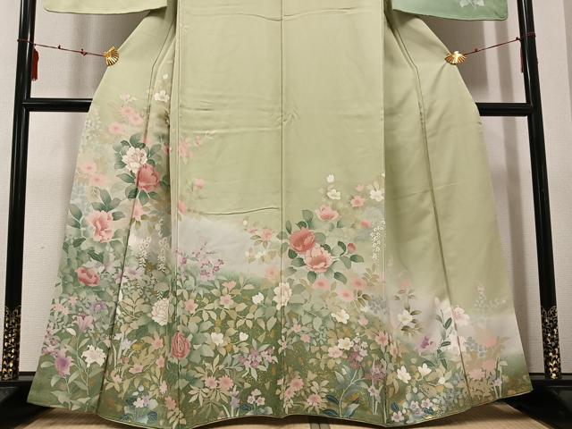 平和屋着物○お召 訪問着 花唐草文 正絹 逸品 AABE4421ck 平和屋着物