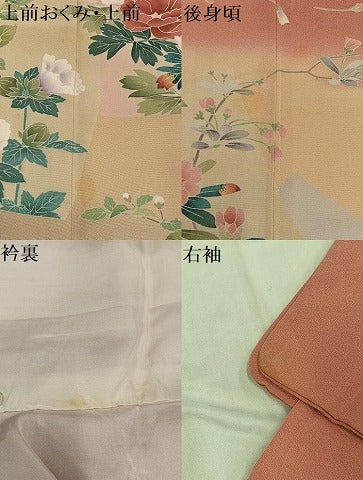 平和屋着物●訪問着　友禅　作家物　色紙枝花文　暈し染め　正絹　逸品　AABE7357ph