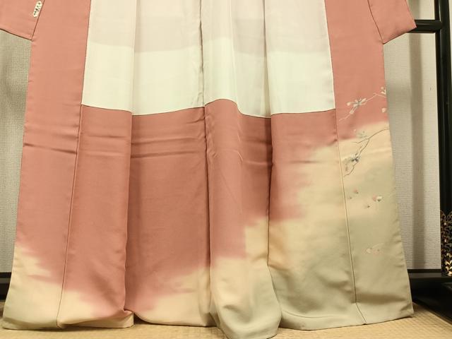 平和屋着物●訪問着　友禅　作家物　色紙枝花文　暈し染め　正絹　逸品　AABE7357ph