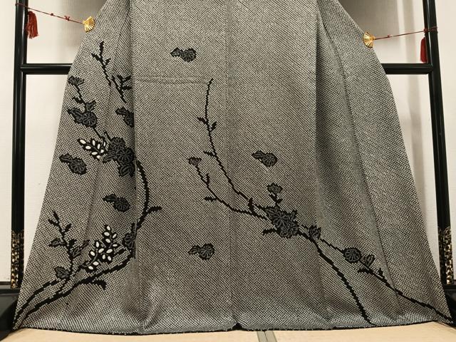 平和屋着物○上質な小紋 絞り 黒地 ロング丈 正絹 逸品 CABA8389ut 平和屋