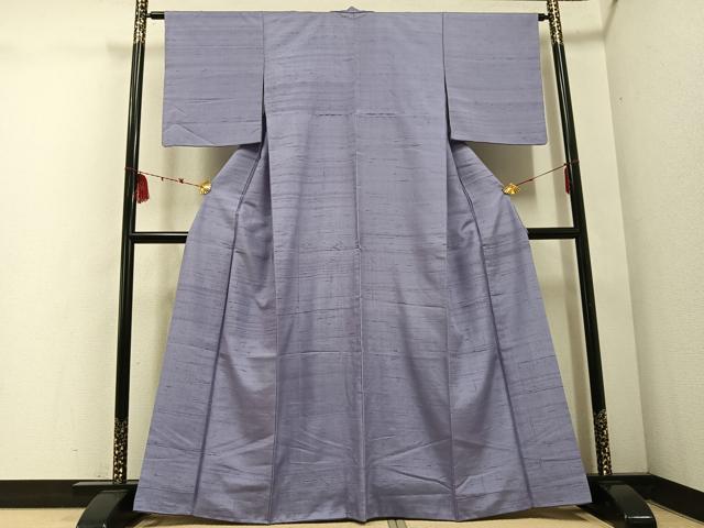 平和屋着物●上質な紬　色無地　鳩羽色　正絹　逸品　AABE7377ph