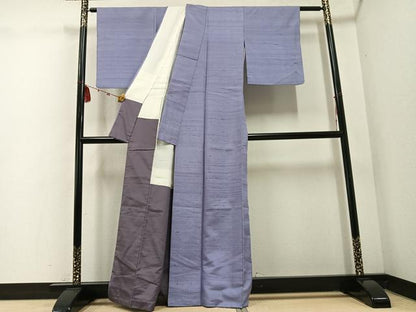 平和屋着物●上質な紬　色無地　鳩羽色　正絹　逸品　AABE7377ph
