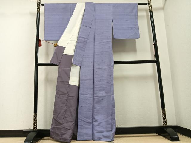平和屋着物●上質な紬　色無地　鳩羽色　正絹　逸品　AABE7377ph