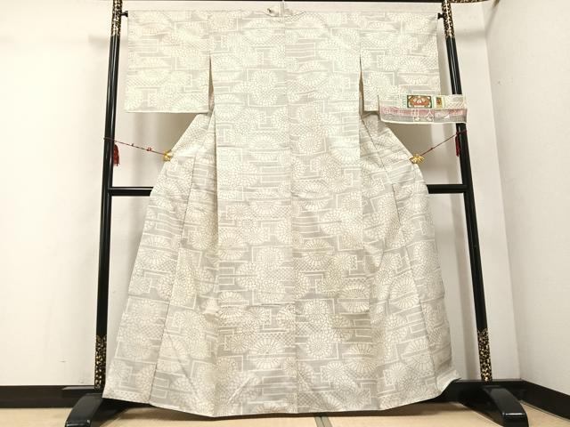 平和屋着物●本場大島紬　葉尽くし　一元絣　黒地　正絹　逸品　AABE5926ck 平和屋着物○本場大島紬 絞り 一元絣 花尽くし 前田秀志作 証紙付き