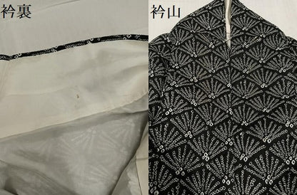 平和屋着物●上質な小紋　総絞り　松菱　黒地　正絹　逸品　AABE7385ph