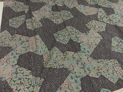 平和屋着物●上質な小紋　紬地　更紗文　正絹　逸品　AABE7395ph