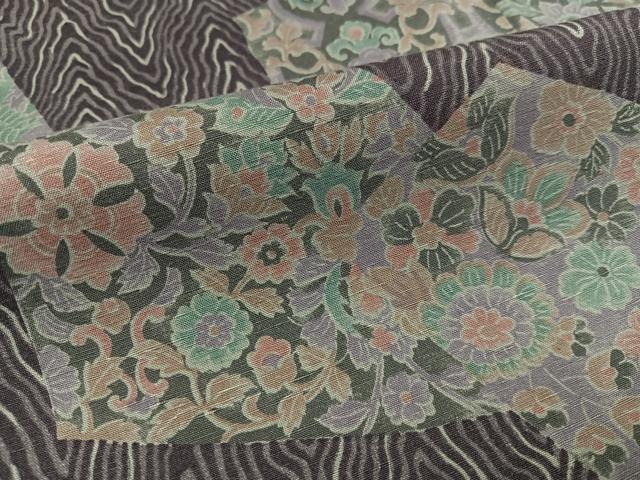 平和屋着物●上質な小紋　紬地　更紗文　正絹　逸品　AABE7395ph