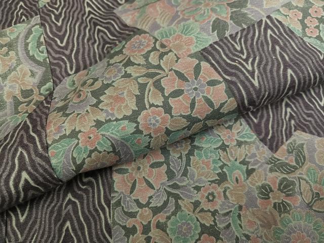 平和屋着物●上質な小紋　紬地　更紗文　正絹　逸品　AABE7395ph