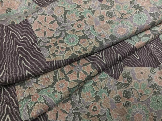 平和屋着物●上質な小紋　紬地　更紗文　正絹　逸品　AABE7395ph