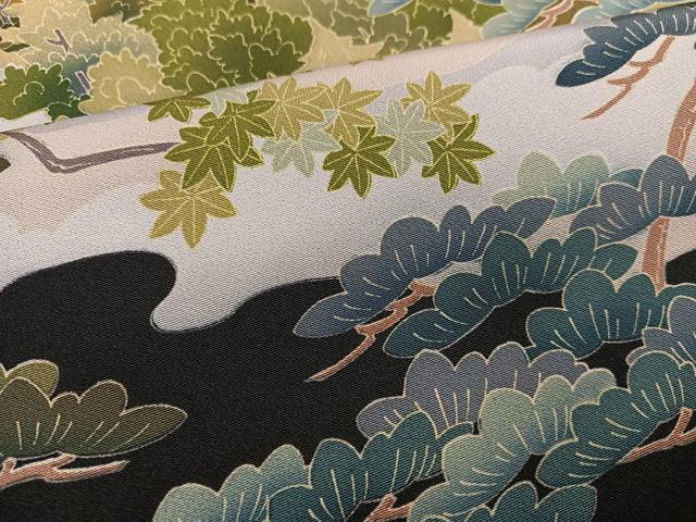 平和屋着物●豪華黒留袖 友禅 作家物 群れ鶴草木文 正絹 逸品 AABE7396ph