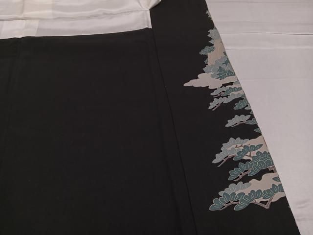平和屋着物●豪華黒留袖 友禅 作家物 群れ鶴草木文 正絹 逸品 AABE7396ph