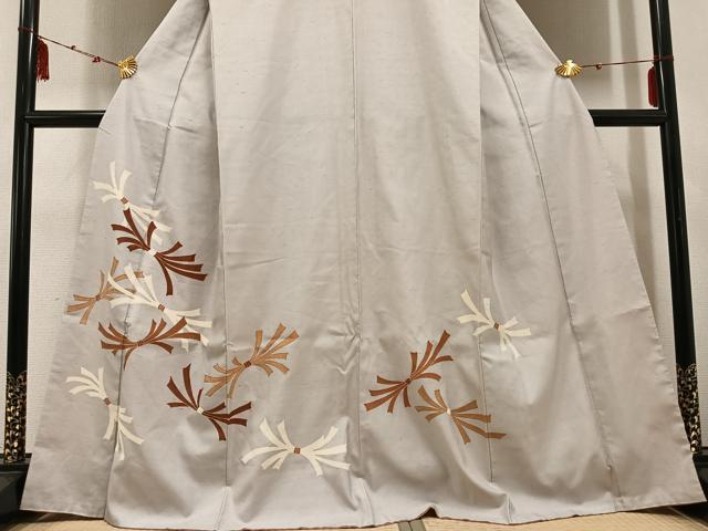平和屋着物●訪問着　紬地　束ね熨斗文　正絹　逸品　AABE7398ph