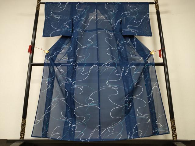 平和屋着物＊夏物 小紋 絽 流水文 洗える着物 AABE7404jd
