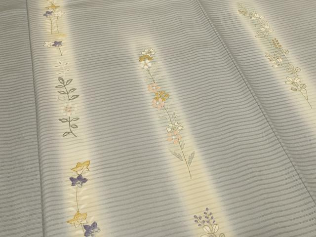 平和屋着物＊夏物 訪問着 絽 刺繍 草花文 暈し染め 金彩 正絹 逸品 AABE7405jd