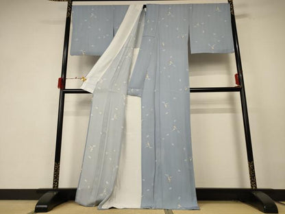 平和屋着物＊夏物 小紋 縦絽 梟 正絹 逸品 AABE7411jd