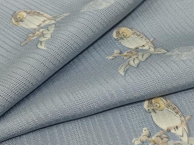平和屋着物＊夏物 小紋 縦絽 梟 正絹 逸品 AABE7411jd