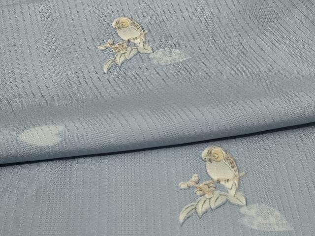 平和屋着物＊夏物 小紋 縦絽 梟 正絹 逸品 AABE7411jd
