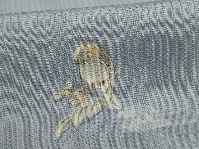 平和屋着物＊夏物 小紋 縦絽 梟 正絹 逸品 AABE7411jd