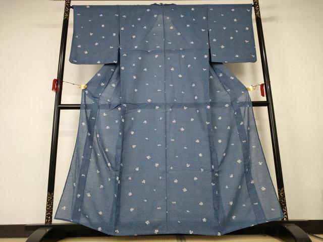 平和屋着物＊夏物 小紋 紗 舞花文 洗える着物 AABE7414jd